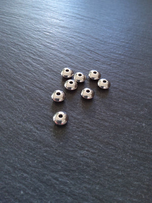 8 or 40 Stainless Steel 8mm Solid Round Flying Saucer Spacer Beads 8x4mm with 2mm Hole - ContentedCatz