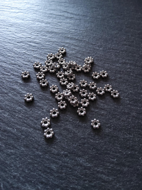 10 or 50 Stainless Steel 5mm Daisy Spacer Beads 5x1.2mm Hole: 1.5mm - ContentedCatz