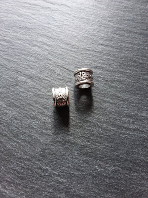 Celtic Knot Beads Antique Silver Tone Triquetra Design Cylinder Charm 11x8mm. Large 6.4mm Hole - ContentedCatz