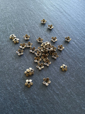 100 or 400 Flower Bead Caps 6mm Antique Bronze Tone Alloy - ContentedCatz