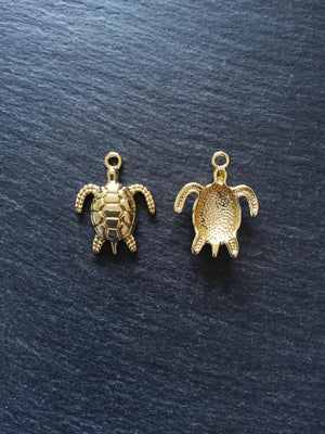 2 or 10 Real Gold Plated Sea Turtle Charms 30x24x4.5mm Nickel FREE - ContentedCatz