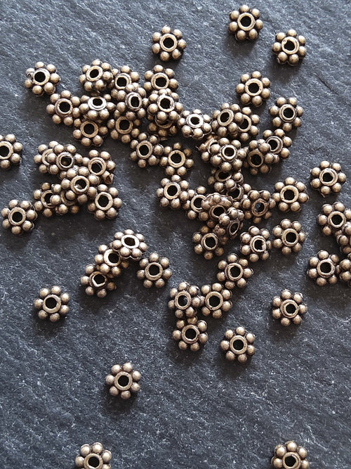 100 or 500 Antique Bronze Tone 4mm Daisy Spacer Beads 4x1.5mm - ContentedCatz