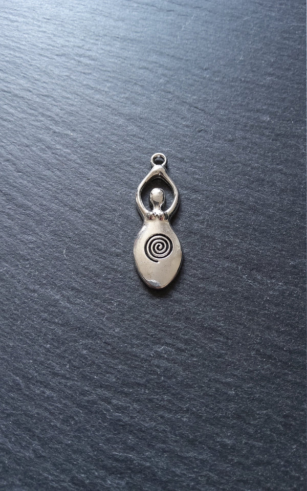 6 or 30 Silver Tone Spiral Goddess Pendants 39x13mm