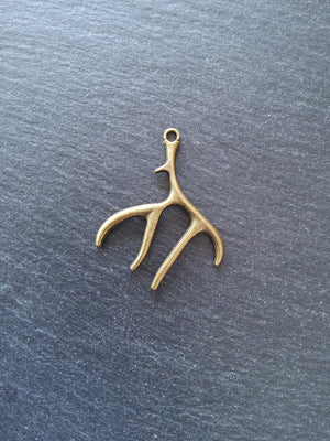 2 or 10 Large Antler Charms Antique Bronze Tone 52x45m