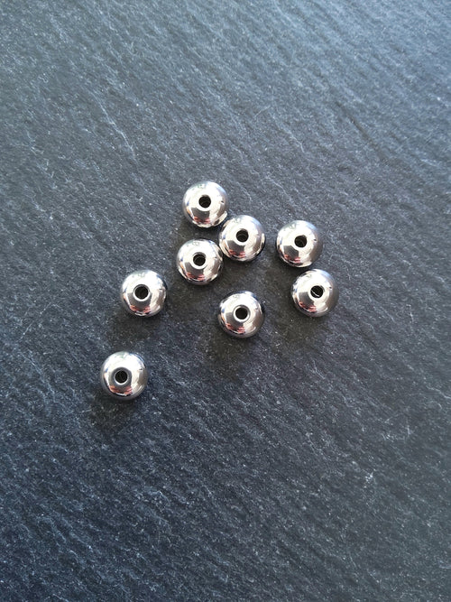 8 or 40 Stainless Steel 8mm Solid Round Flying Saucer Spacer Beads 8x4mm with 2mm Hole - ContentedCatz