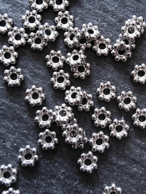 10 or 50 Stainless Steel 5mm Daisy Spacer Beads 5x1.2mm Hole: 1.5mm - ContentedCatz