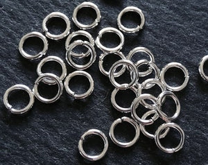 10 or 50 Sterling Silver Plated Brass 6mm Jump Rings 1mm (18 gauge) - ContentedCatz
