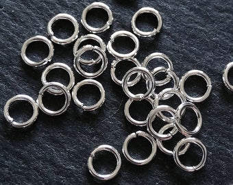 10 or 50 Sterling Silver Plated Brass 6mm Jump Rings 1mm (18 gauge) - ContentedCatz