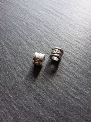 Celtic Knot Beads Antique Silver Tone Triquetra Design Cylinder Charm 11x8mm. Large 6.4mm Hole - ContentedCatz