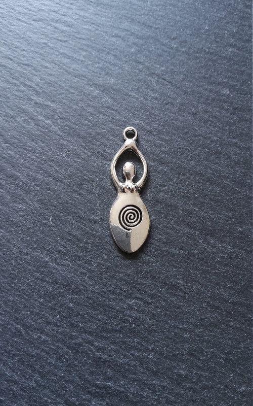 6 or 30 Silver Tone Spiral Goddess Pendants 39x13mm