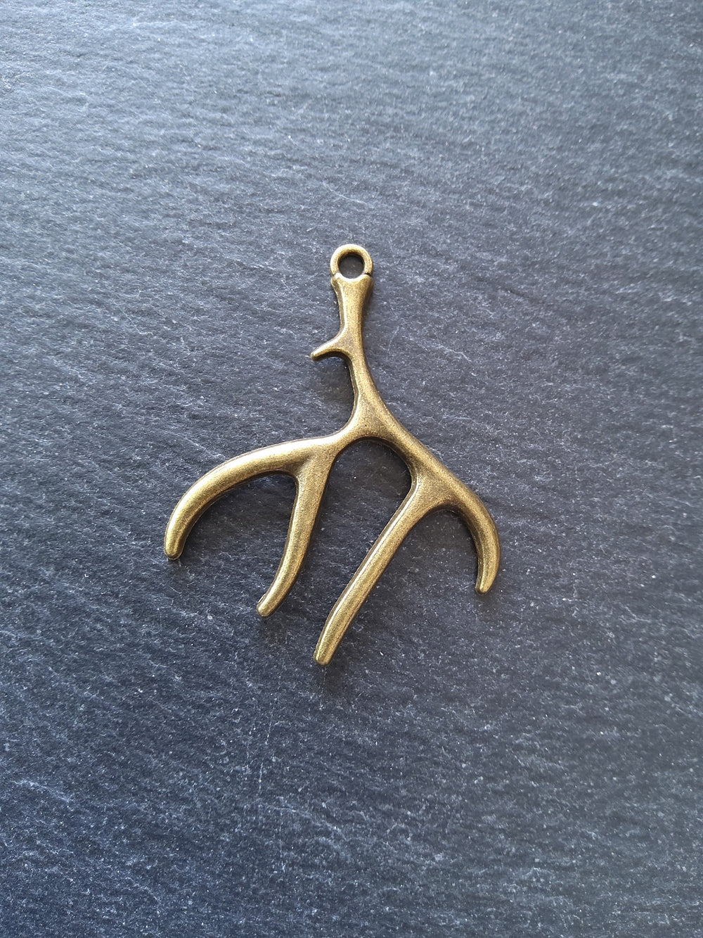 2 or 10 Large Antler Charms Antique Bronze Tone 52x45m