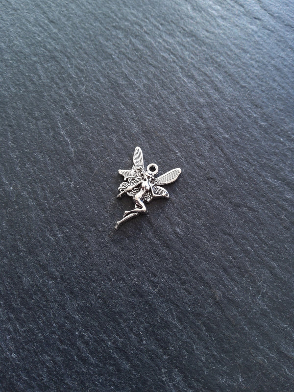 12 or 60 Fairy Charms Antique Silver Tone 21x15mm