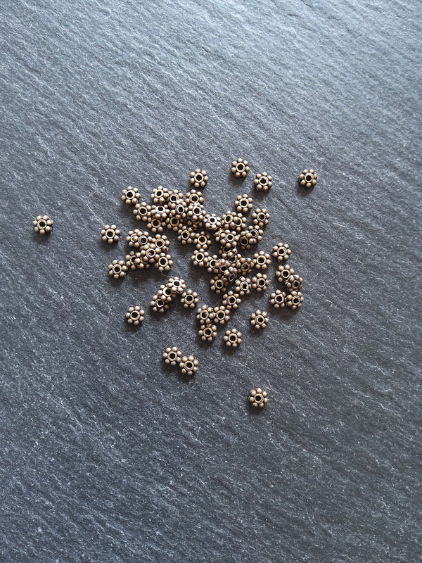 100 or 500 Antique Bronze Tone 4mm Daisy Spacer Beads 4x1.5mm - ContentedCatz