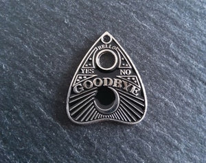 4 or 20 Silver Tone Ouija Goodbye Planchette Charms with Black Enamel 26x22mm