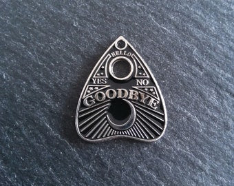 4 or 20 Silver Tone Ouija Goodbye Planchette Charms with Black Enamel 26x22mm