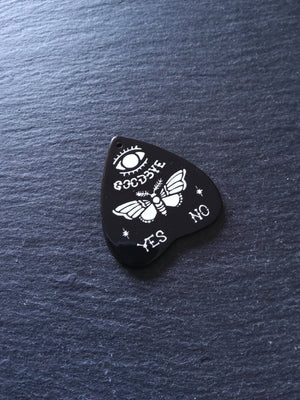 2 or 10 Large Black Acrylic Ouija Planchette Charms with Moth in White 42x40mm