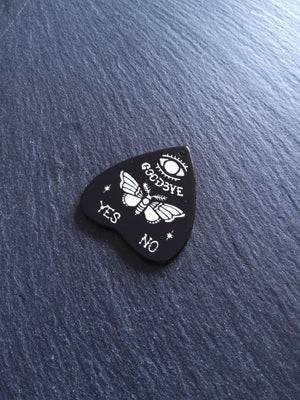 2 or 10 Large Black Acrylic Ouija Planchette Charms with Moth in White 42x40mm