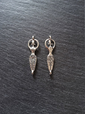 4 or 20 Goddess Connector Charms Antique Silver Tone 43x12x4mm
