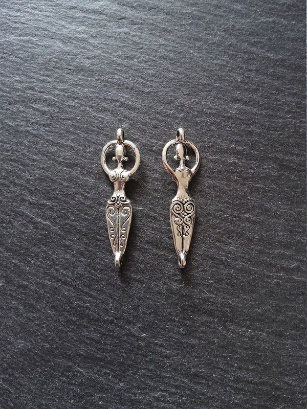 4 or 20 Goddess Connector Charms Antique Silver Tone 43x12x4mm