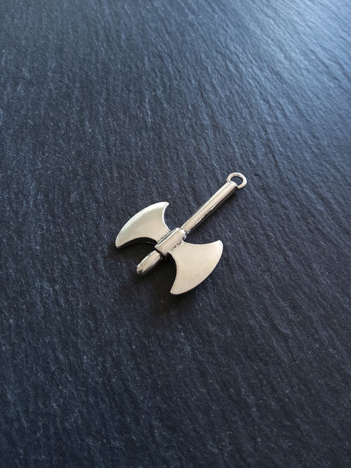 2 or 10 Solid Double Headed Axe Pendants 40x25mm