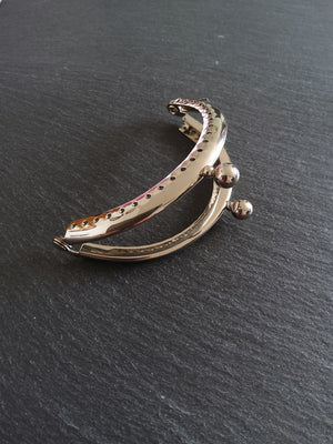 Plain Bright Silver 8.5cm Metal Arch Frame Kiss Clasp For Purse Bag (3 3/8 inch)