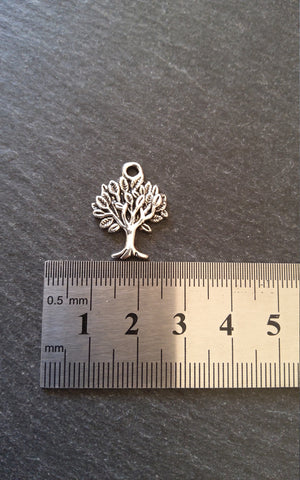 10 or 50 Tree Charms Antique Silver Tone Alloy 22x17mm