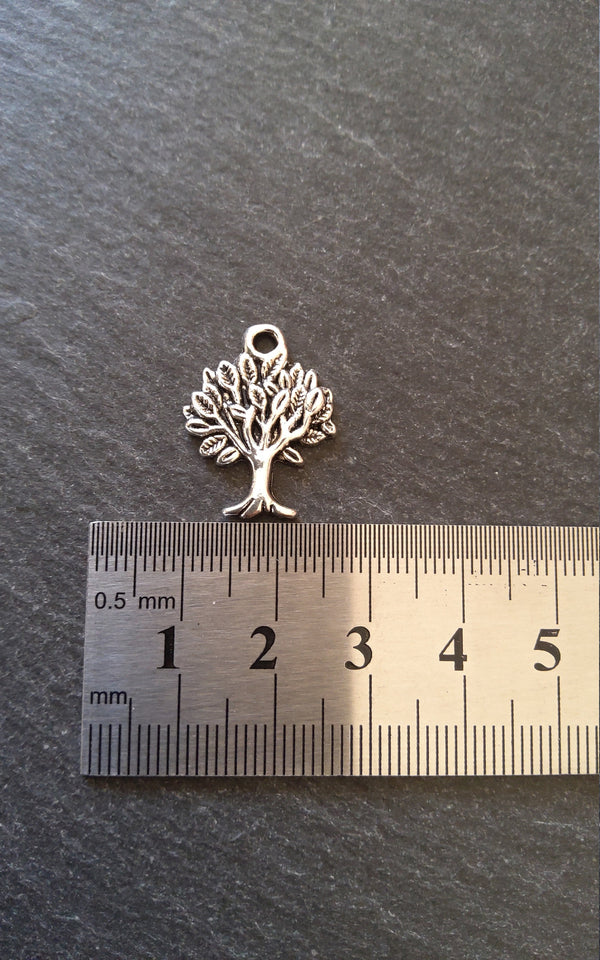 10 or 50 Tree Charms Antique Silver Tone Alloy 22x17mm