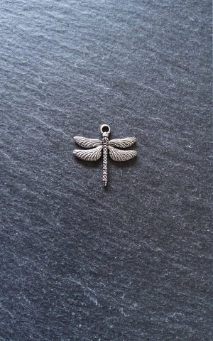 10 or 50 Dragonfly Charms Antique Silver Tone Alloy 18x18mm