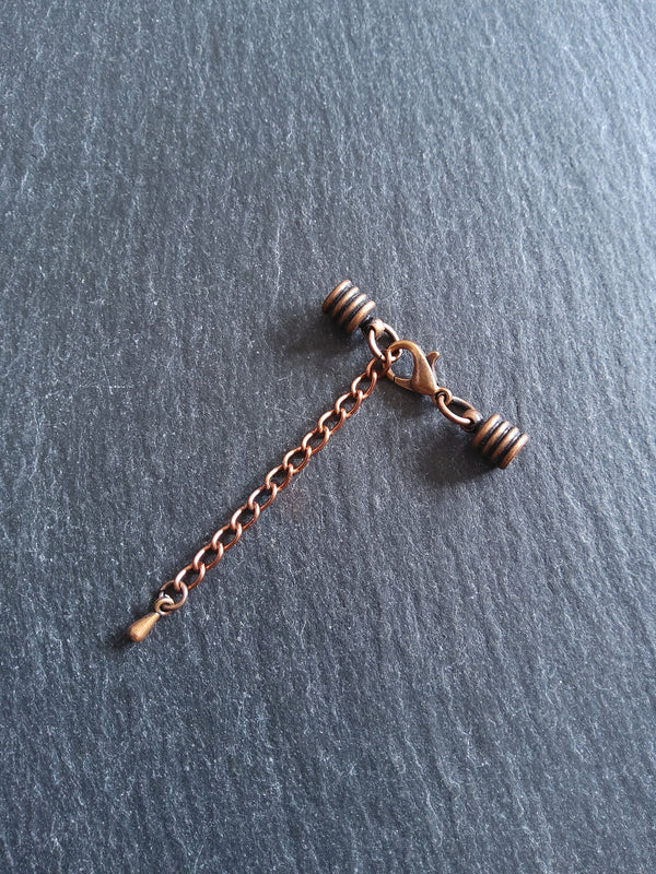 Antique Copper Ribbed End Cap Sets for 4mm Cord Necklaces & Bracelets (4.5mm caps)