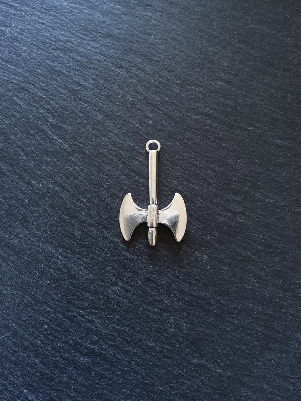 2 or 10 Solid Double Headed Axe Pendants 40x25mm