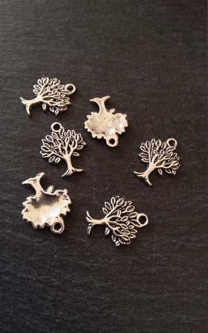 10 or 50 Tree Charms Antique Silver Tone Alloy 22x17mm