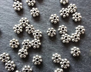 80 or 400 Daisy Spacer Beads 5mm Antique Silver Tone Alloy Chunky 5x2.5mm Hole: 1.4mm