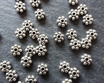 80 or 400 Daisy Spacer Beads 5mm Antique Silver Tone Alloy Chunky 5x2.5mm Hole: 1.4mm