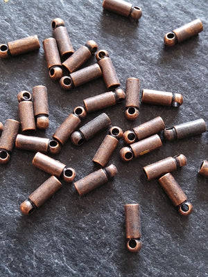100 or 500 Antique Copper Tone End Caps for 1mm Cord Necklaces (1.5mm end caps) 6x2mm Hole: 0.9mm