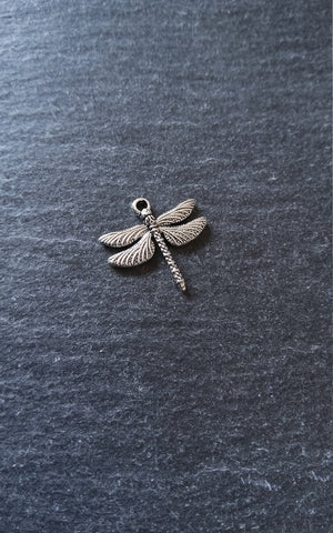 10 or 50 Dragonfly Charms Antique Silver Tone Alloy 18x18mm