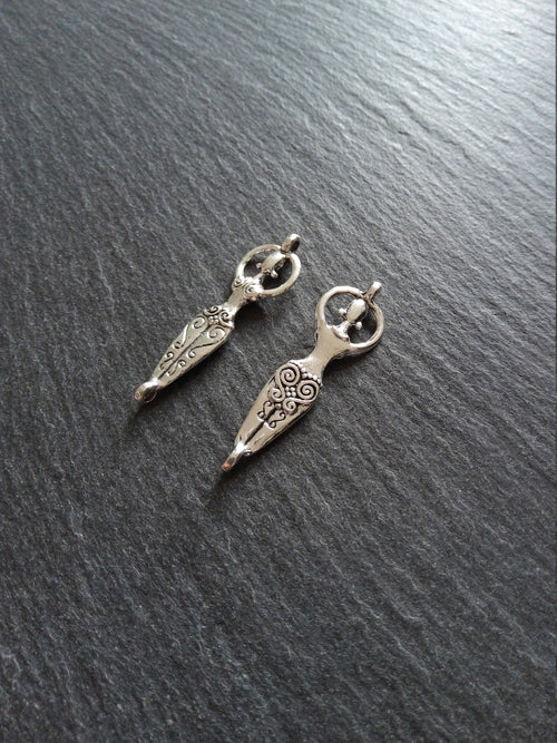 4 or 20 Goddess Connector Charms Antique Silver Tone 43x12x4mm