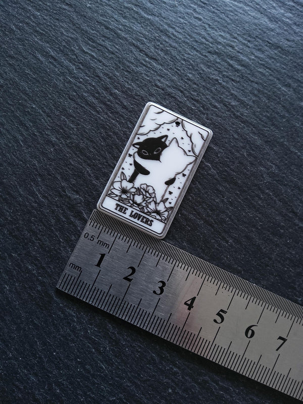 2 or 10 The The Lovers Cat Tarot Card Charms White & Black Resin 38x23mm