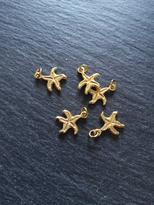 2 or 10 Starfish Charms Real 18K Gold Plated Brass 14.5x12x1.5mm. Nickel FREE