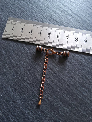 Antique Copper Ribbed End Cap Sets for 4mm Cord Necklaces & Bracelets (4.5mm caps)