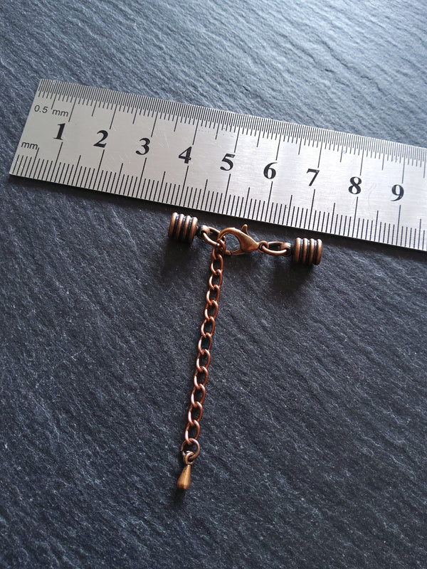 Antique Copper Ribbed End Cap Sets for 4mm Cord Necklaces & Bracelets (4.5mm caps)