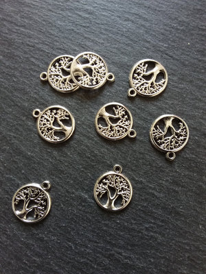 10 or 50 Tree of Life Charms Antique Silver Tone Small 19x16mm