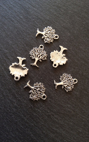 10 or 50 Tree Charms Antique Silver Tone Alloy 22x17mm