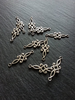 20 or 100 Antique Silver Long Classical Connector Charms 29x9mm
