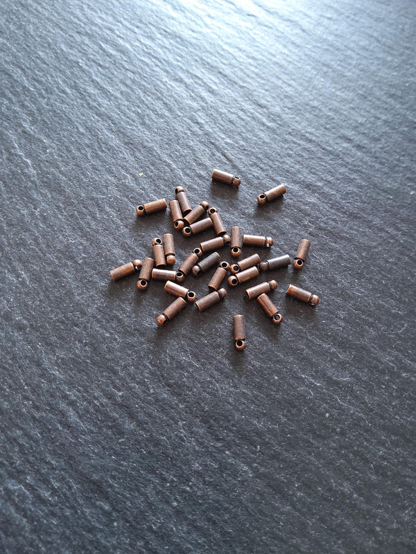 100 or 500 Antique Copper Tone End Caps for 1mm Cord Necklaces (1.5mm end caps) 6x2mm Hole: 0.9mm