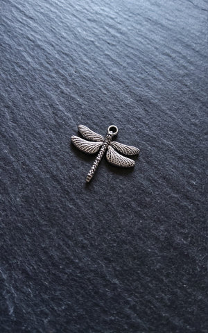 10 or 50 Dragonfly Charms Antique Silver Tone Alloy 18x18mm