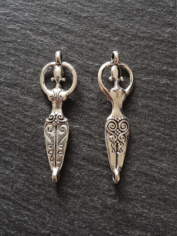 4 or 20 Goddess Connector Charms Antique Silver Tone 43x12x4mm
