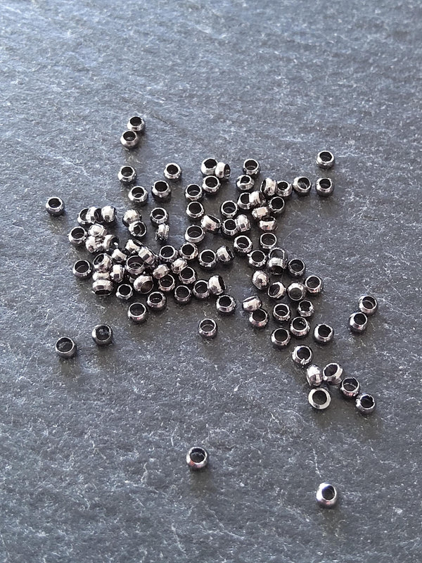 Approx. 500 (7g) pack of 2mm Gunmetal Tone Brass Crimp Beads Hole: 1mm