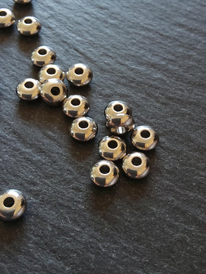 10 or 50 Stainless Steel 6mm Solid Round Flying Saucer Spacer Beads 6x3mm with 2mm Hole