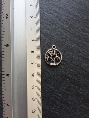 10 or 50 Tree of Life Charms Antique Silver Tone Small 19x16mm