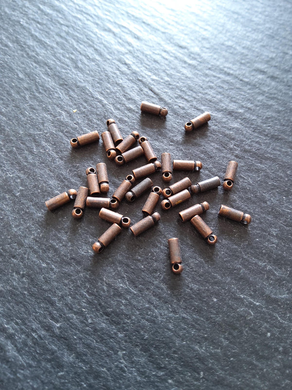 100 or 500 Antique Copper Tone End Caps for 1mm Cord Necklaces (1.5mm end caps) 6x2mm Hole: 0.9mm